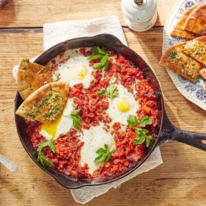 Israeli Shakshuka with pita bread