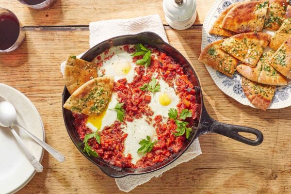 Israeli Shakshuka with pita bread
